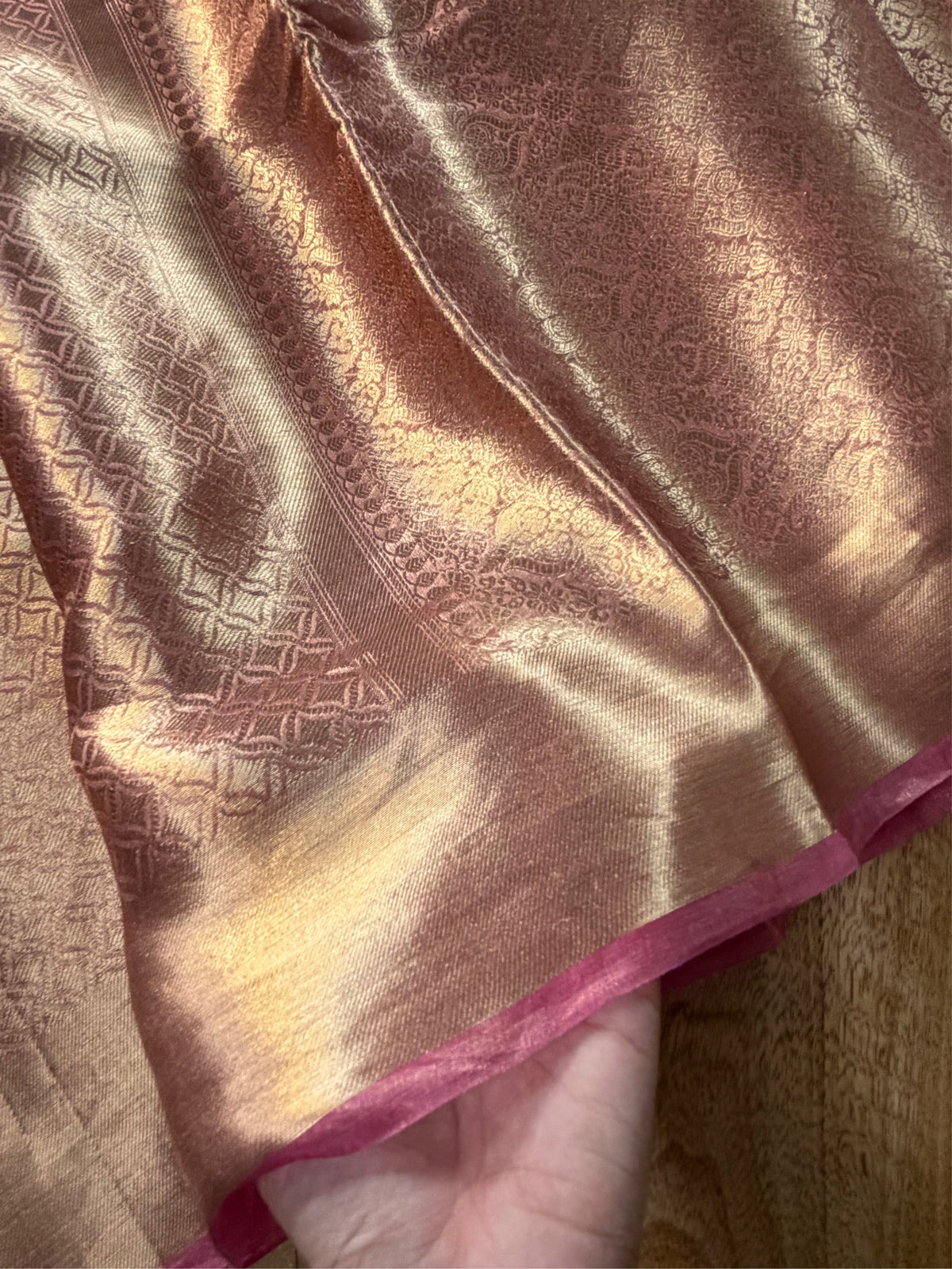 GULABI ZARI- Pink and gold comes with blouse piece