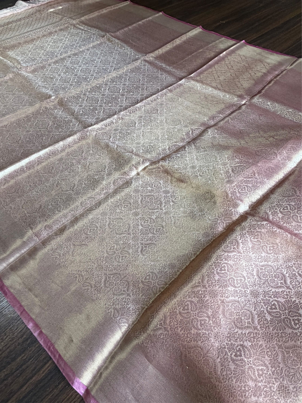 GULABI ZARI- Pink and gold comes with blouse piece