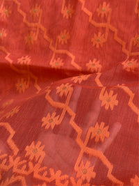 JOBA - Orange cotton jamdani saree comes with blouse piece