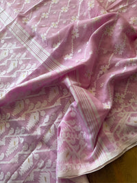 SHAPLA - Pink cotton jamdani saree comes with blouse piece