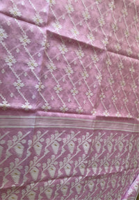 SHAPLA - Pink cotton jamdani saree comes with blouse piece