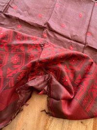 SINDOOR SHEEN - Brown Red tussar saree comes with blouse piece