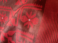 SINDOOR SHEEN - Brown Red tussar saree comes with blouse piece