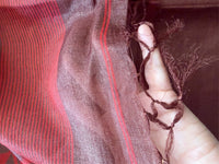 SINDOOR SHEEN - Brown Red tussar saree comes with blouse piece