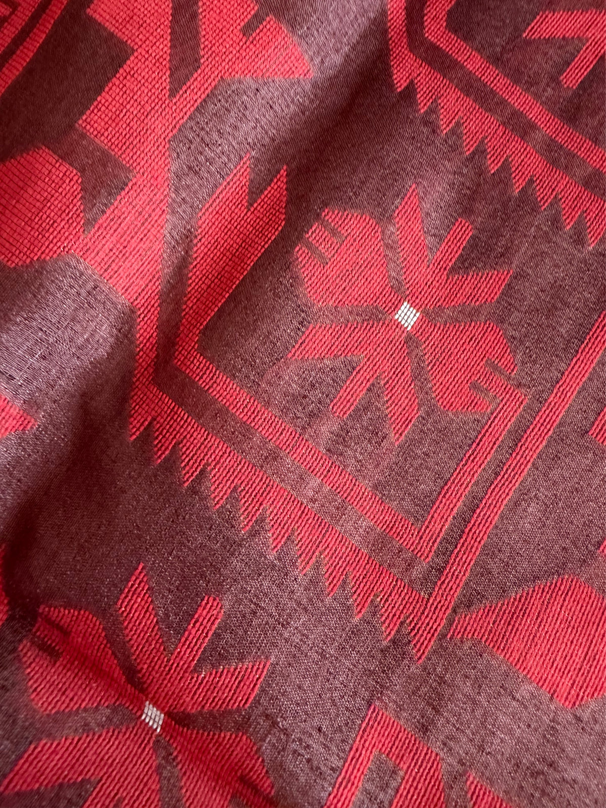 SINDOOR SHEEN - Brown Red tussar saree comes with blouse piece