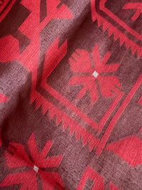 SINDOOR SHEEN - Brown Red tussar saree comes with blouse piece