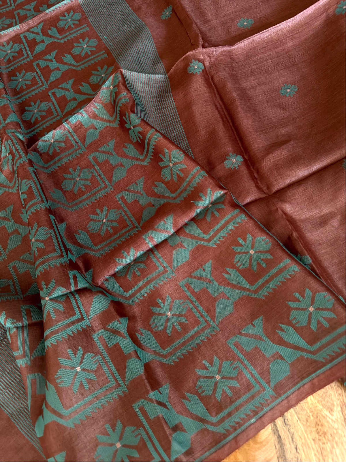 FIROZA JAAL - Brown tussar saree comes with blouse piece