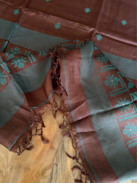 FIROZA JAAL - Brown tussar saree comes with blouse piece
