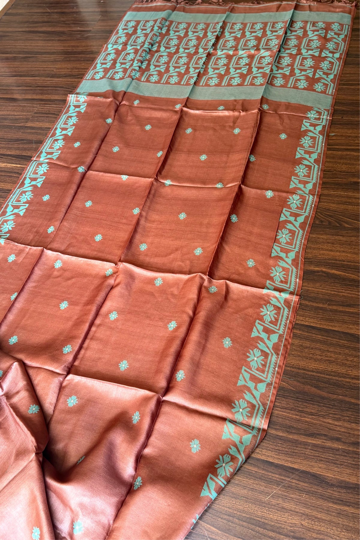 FIROZA JAAL - Brown tussar saree comes with blouse piece