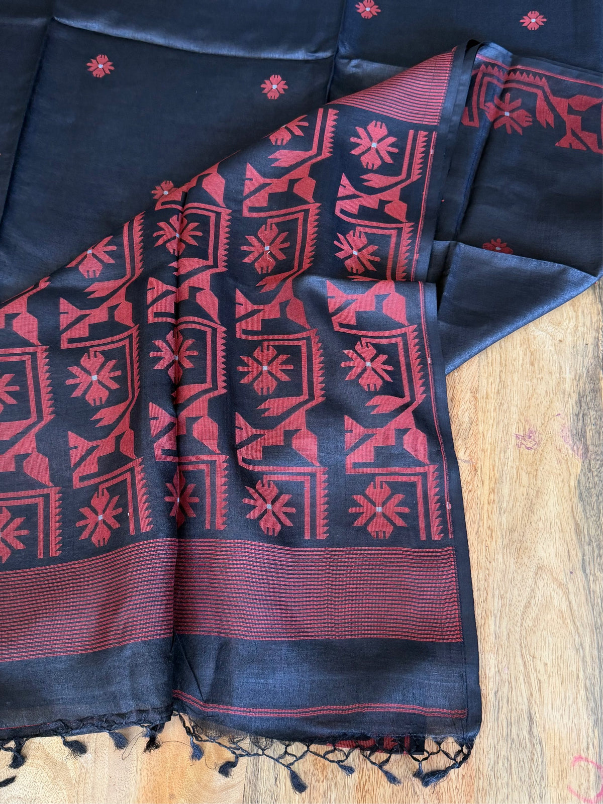 KALO BELA - Black tussar saree comes with blouse piece