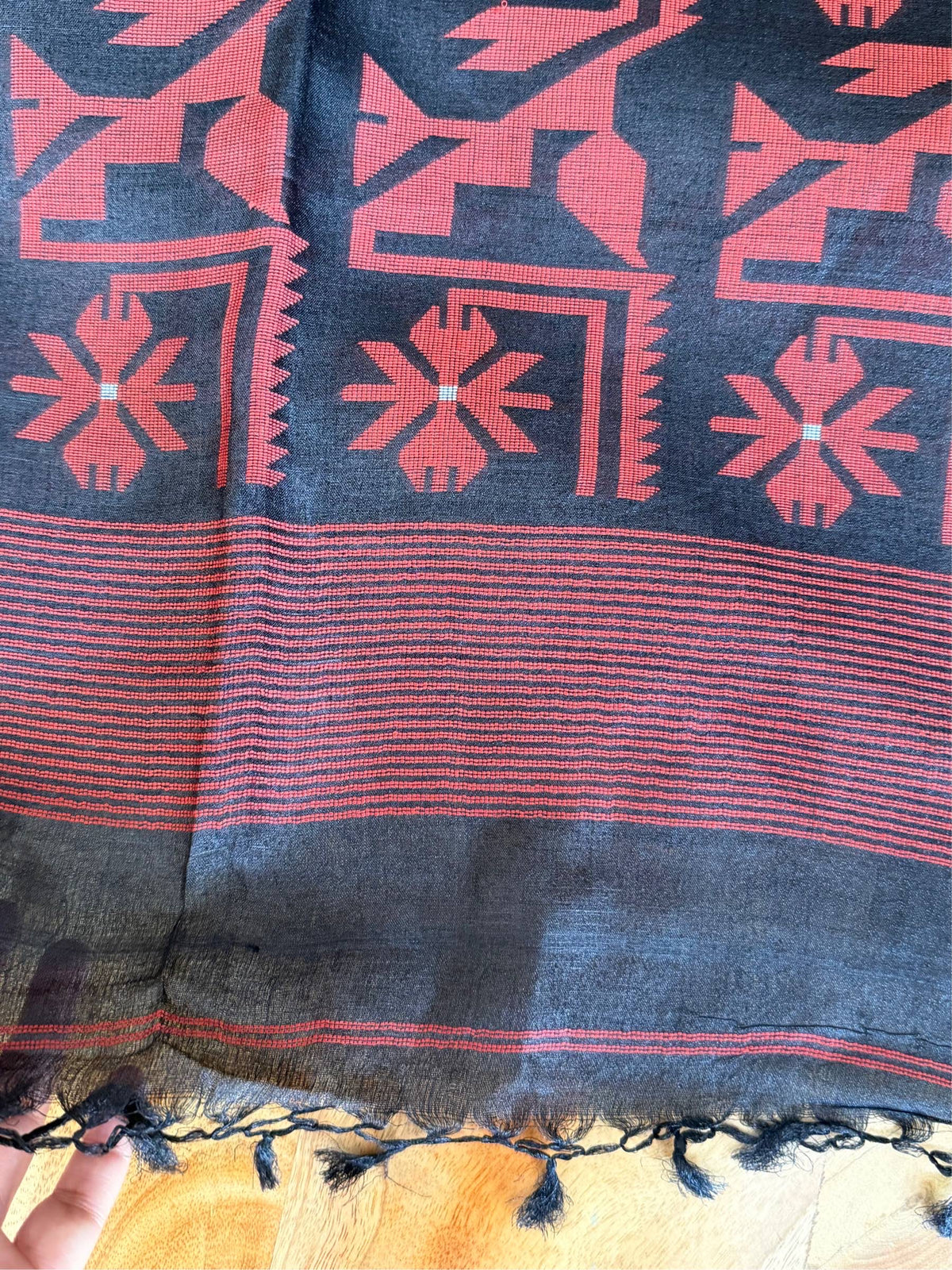 KALO BELA - Black tussar saree comes with blouse piece