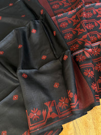 KALO BELA - Black tussar saree comes with blouse piece