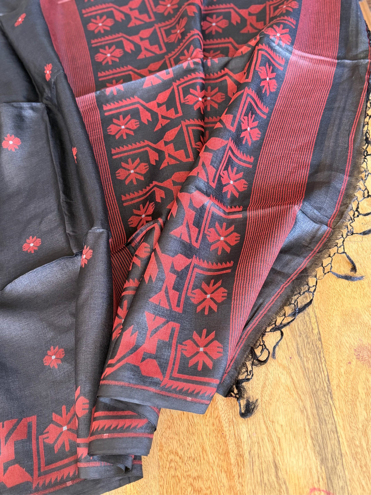 KALO BELA - Black tussar saree comes with blouse piece