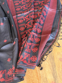 KALO BELA - Black tussar saree comes with blouse piece