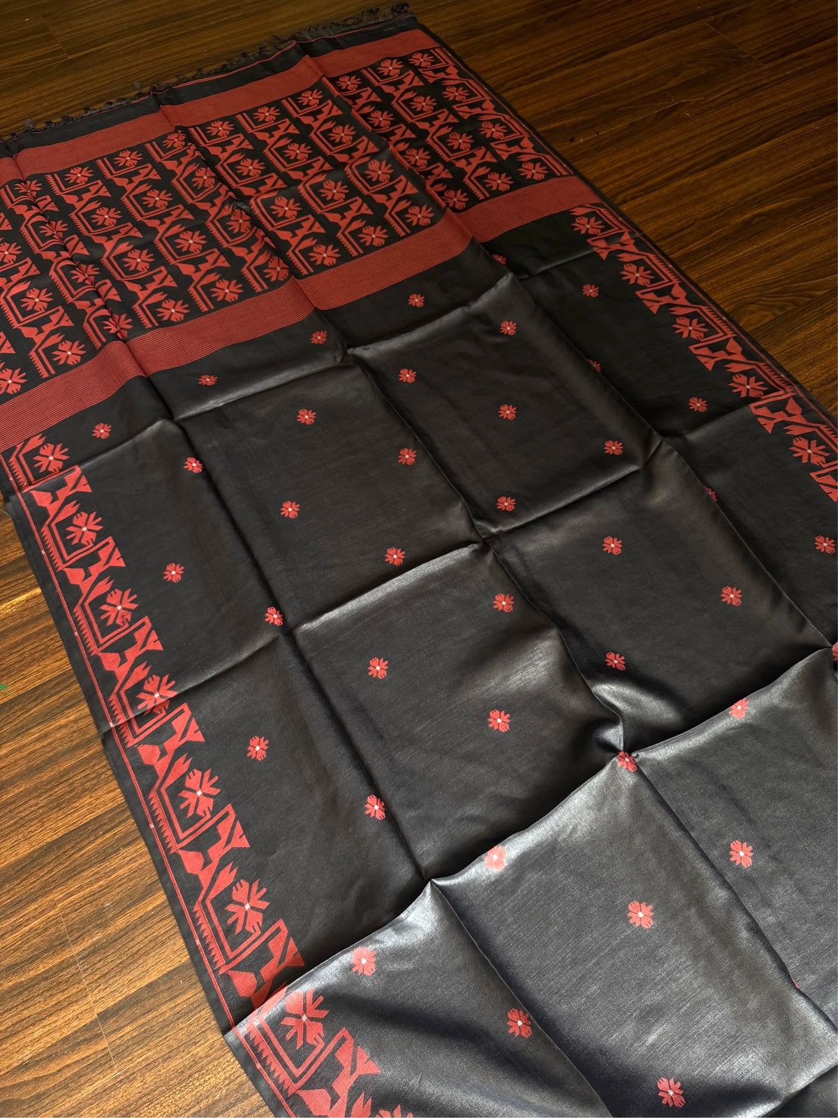KALO BELA - Black tussar saree comes with blouse piece