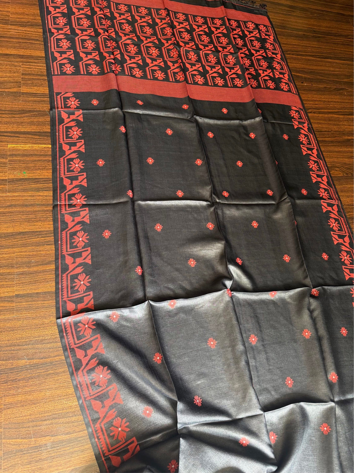 KALO BELA - Black tussar saree comes with blouse piece