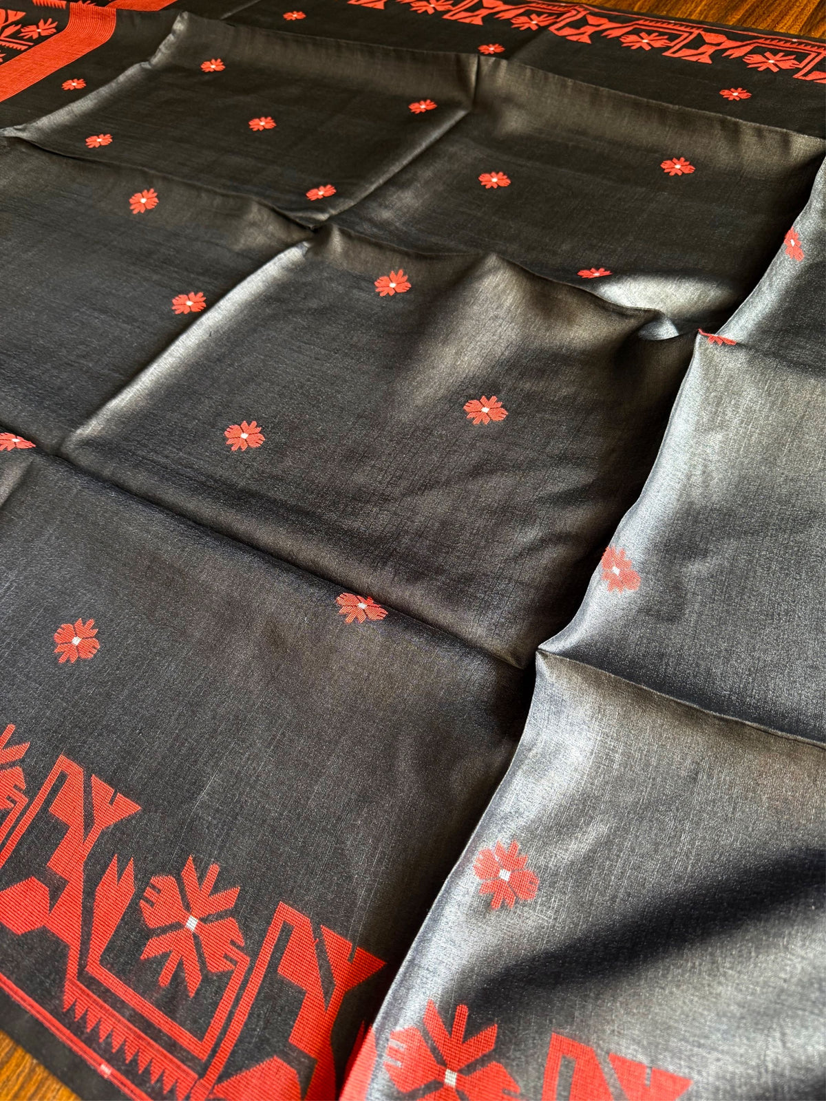 KALO BELA - Black tussar saree comes with blouse piece