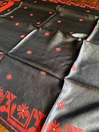 KALO BELA - Black tussar saree comes with blouse piece