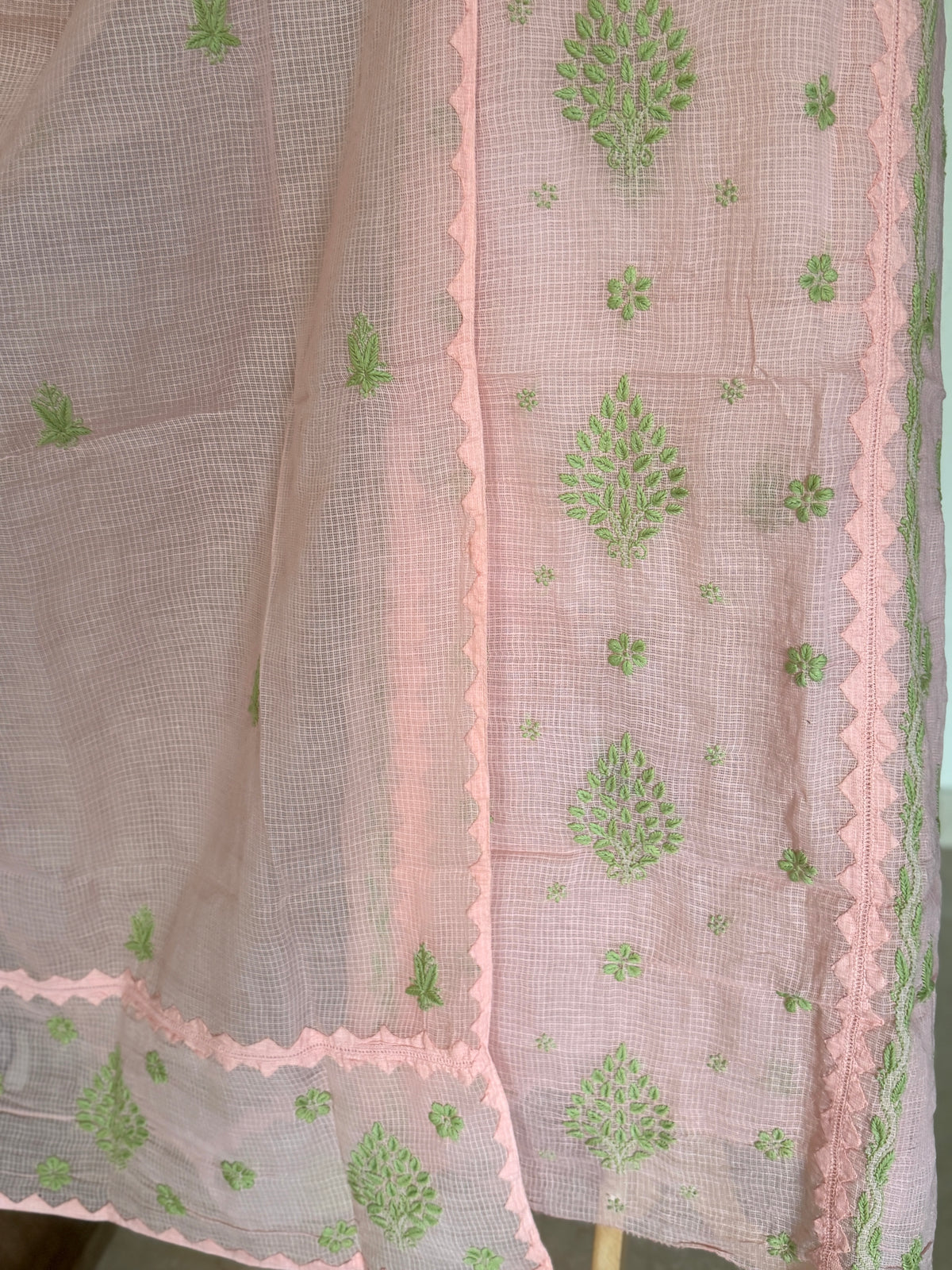Meher Peach Kota Cotton-2 Piece Suit Set