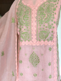 Meher Peach Green Kota Cotton-2 Piece Suit Set