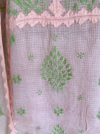 Meher Peach Green Kota Cotton-2 Piece Suit Set