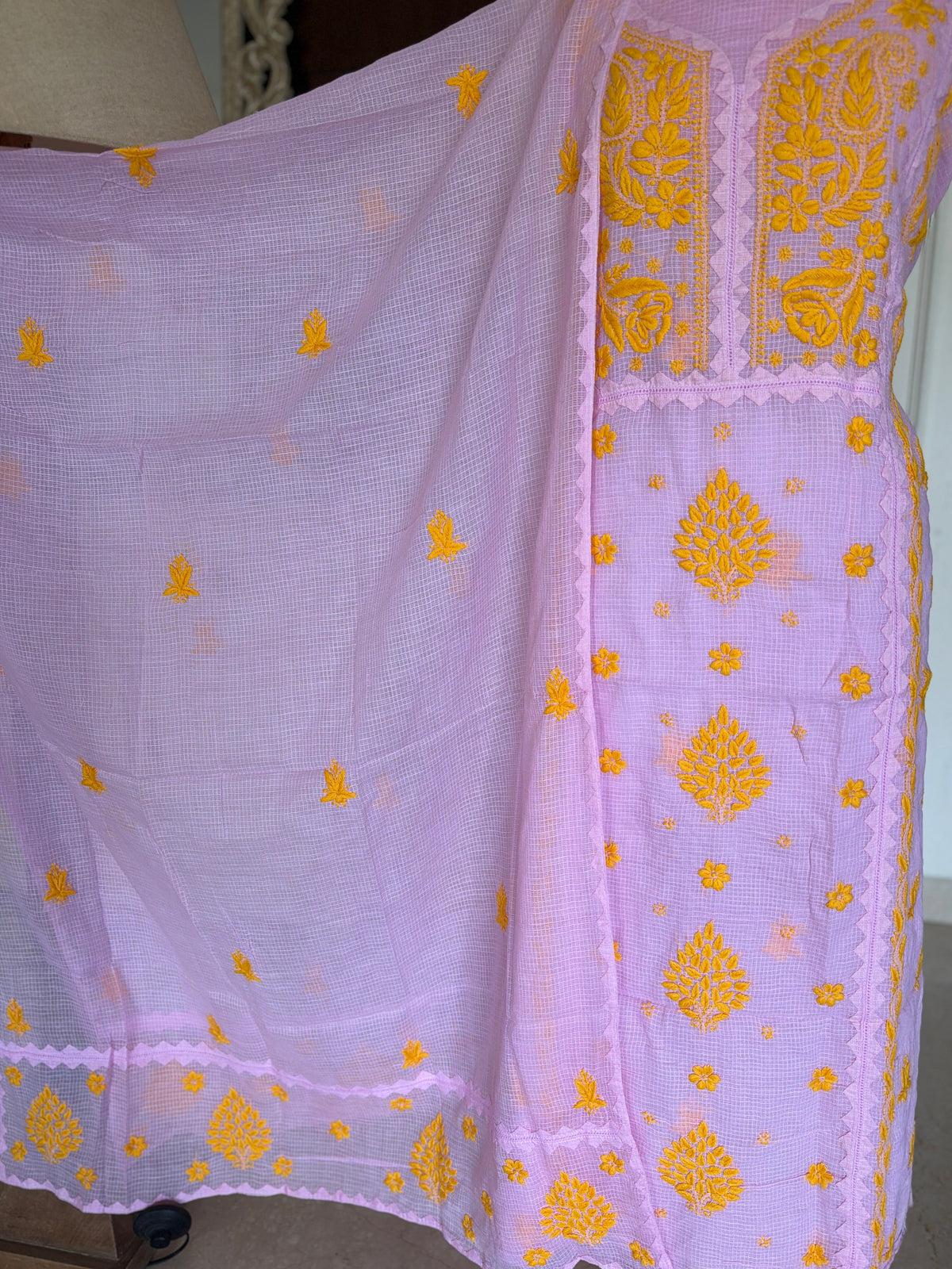 Meher Pink Cotton Kota-2 Piece Suit Set