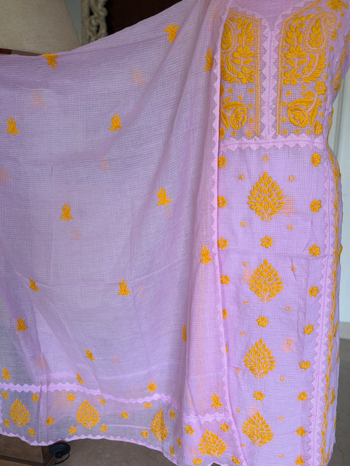 Meher Pink Cotton Kota-2 Piece Suit Set