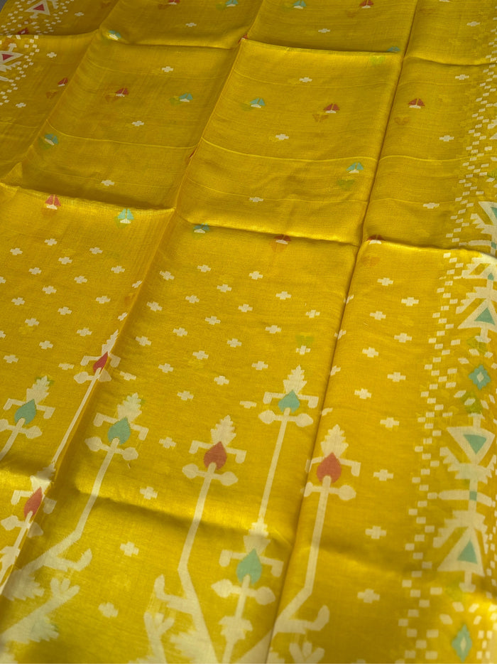 SORSHE - Yellow tussar saree comes with blouse piece