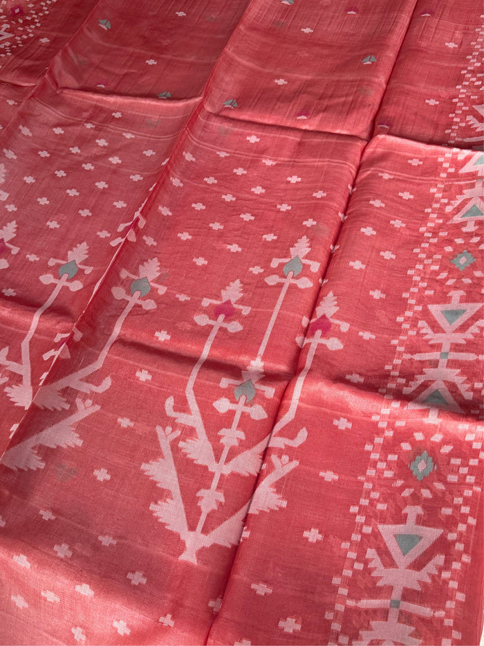 KESARI - Orange tussar saree comes with blouse piece