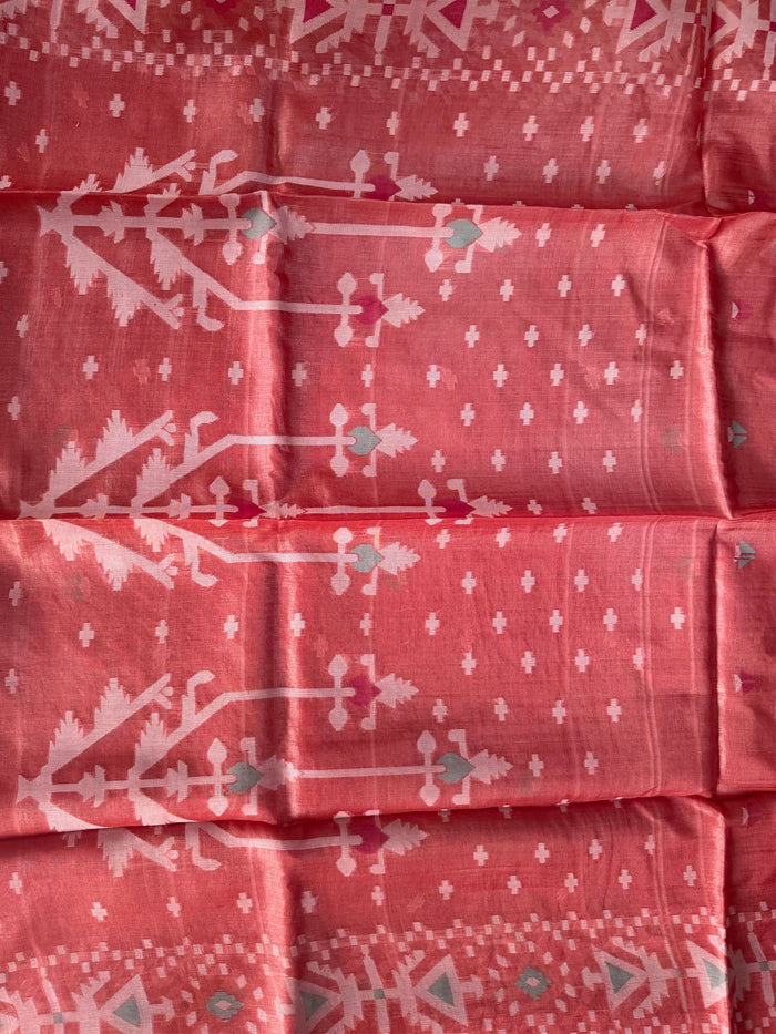 KESARI - Orange tussar saree comes with blouse piece