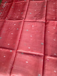 KESARI - Orange tussar saree comes with blouse piece