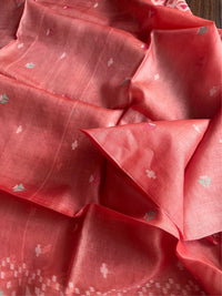 KESARI - Orange tussar saree comes with blouse piece