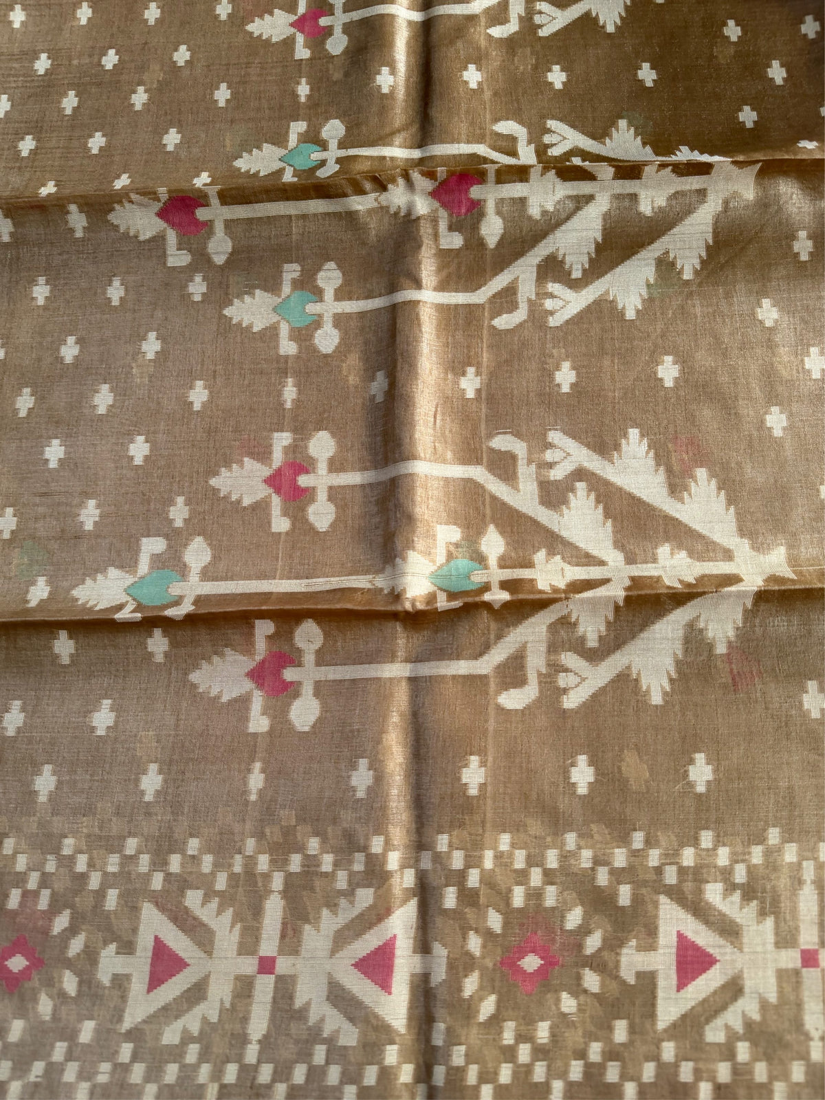 ALPONA - Brown tussar saree comes with blouse piece
