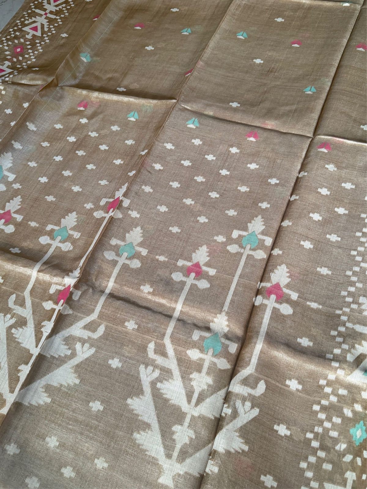 ALPONA - Brown tussar saree comes with blouse piece