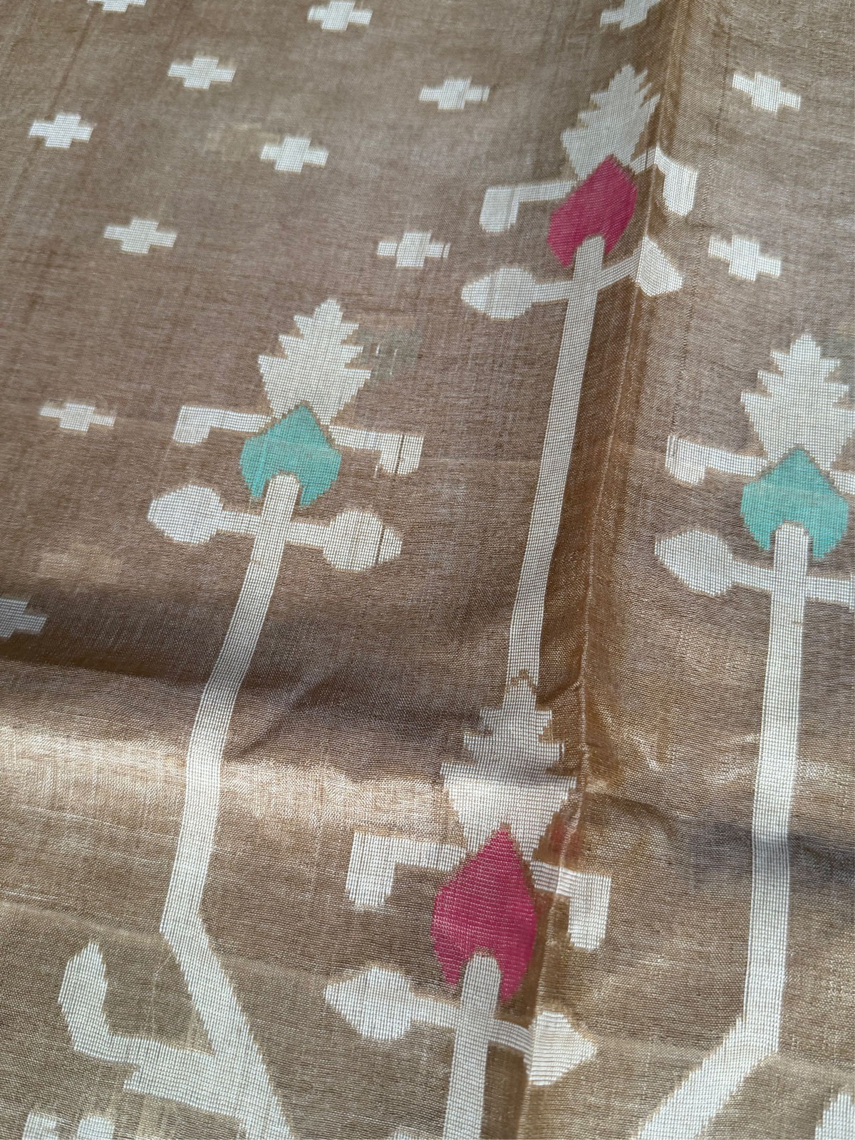 ALPONA - Brown tussar saree comes with blouse piece