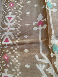 ALPONA - Brown tussar saree comes with blouse piece