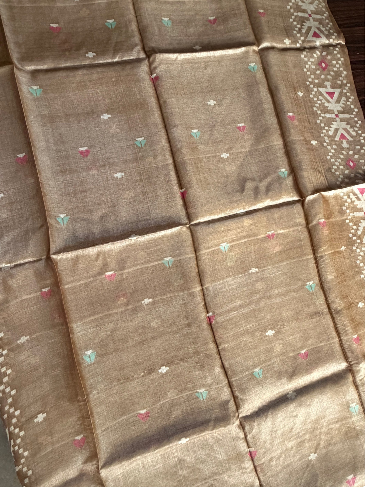 ALPONA - Brown tussar saree comes with blouse piece