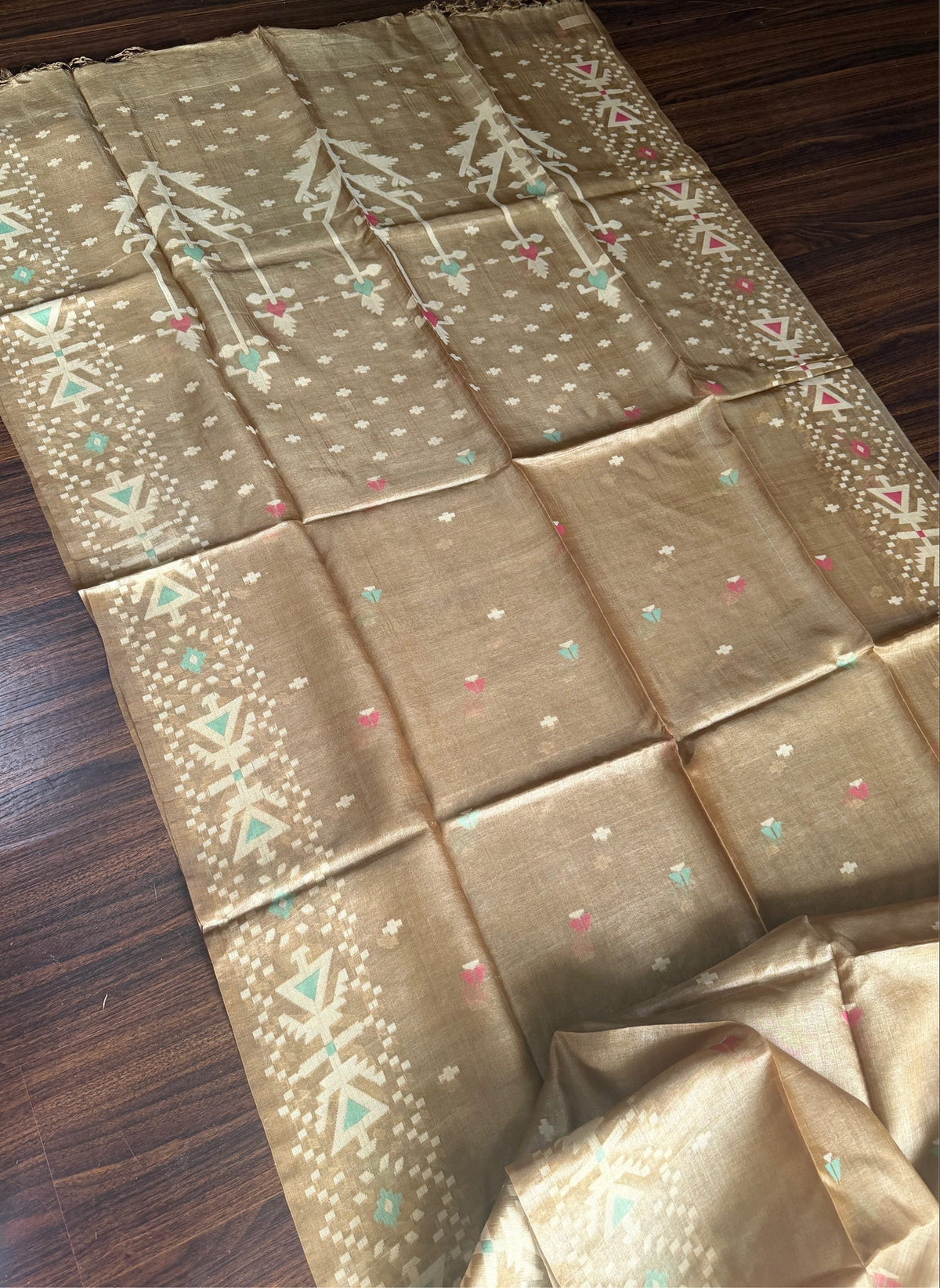 ALPONA - Brown tussar saree comes with blouse piece