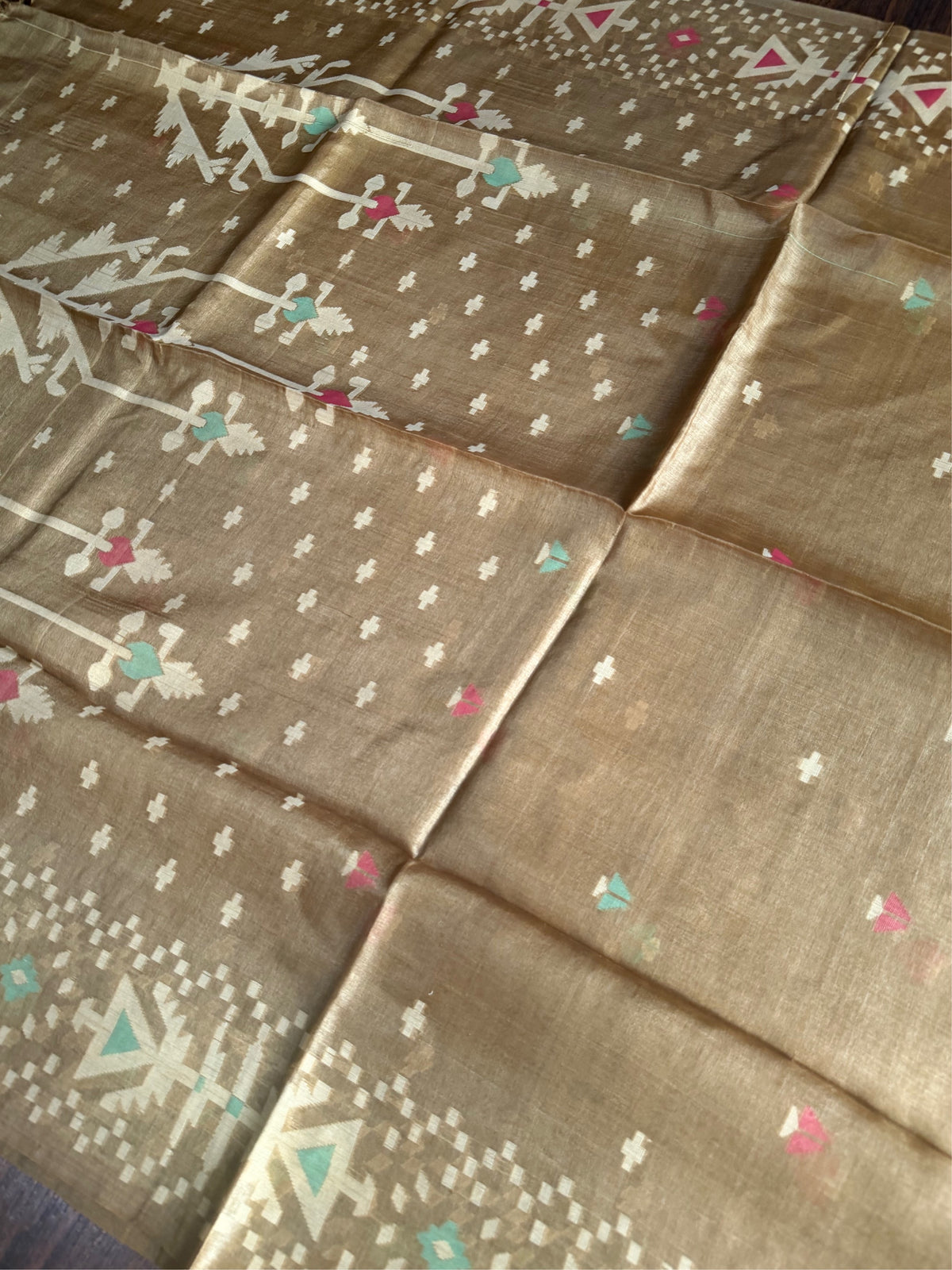 ALPONA - Brown tussar saree comes with blouse piece