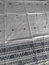 SHYAMAL - Grey cotton saree comes with blouse piece