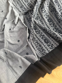 SHYAMAL - Grey cotton saree comes with blouse piece