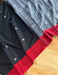 NISHI - Black cotton saree comes with blouse piece