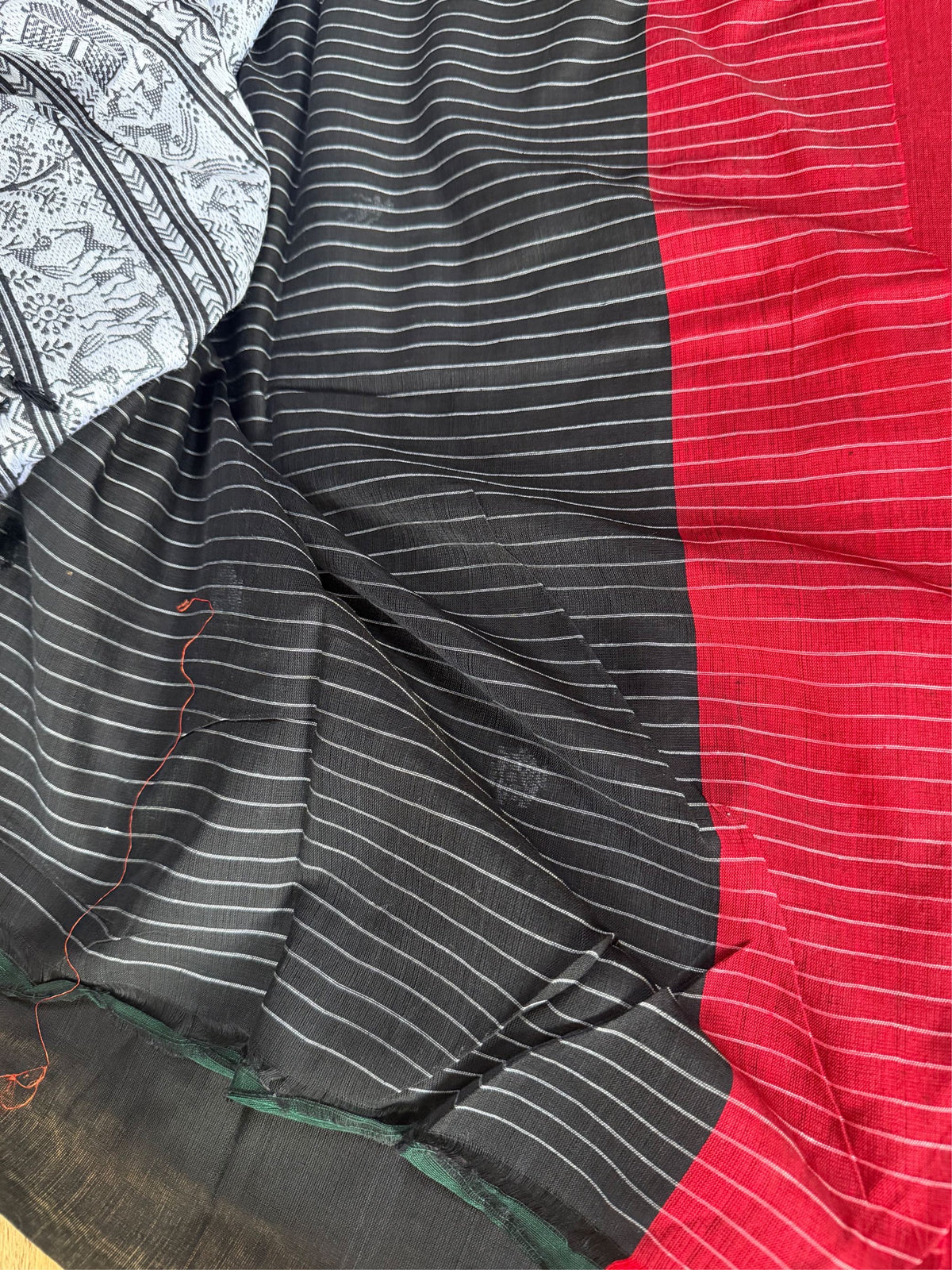NISHI - Black cotton saree comes with blouse piece