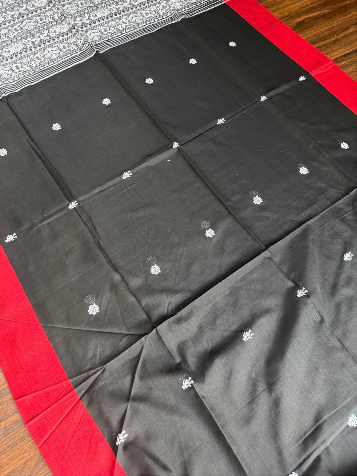 NISHI - Black cotton saree comes with blouse piece