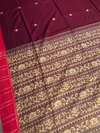 KUMKUM  - Mehroon  cotton saree comes with blouse piece