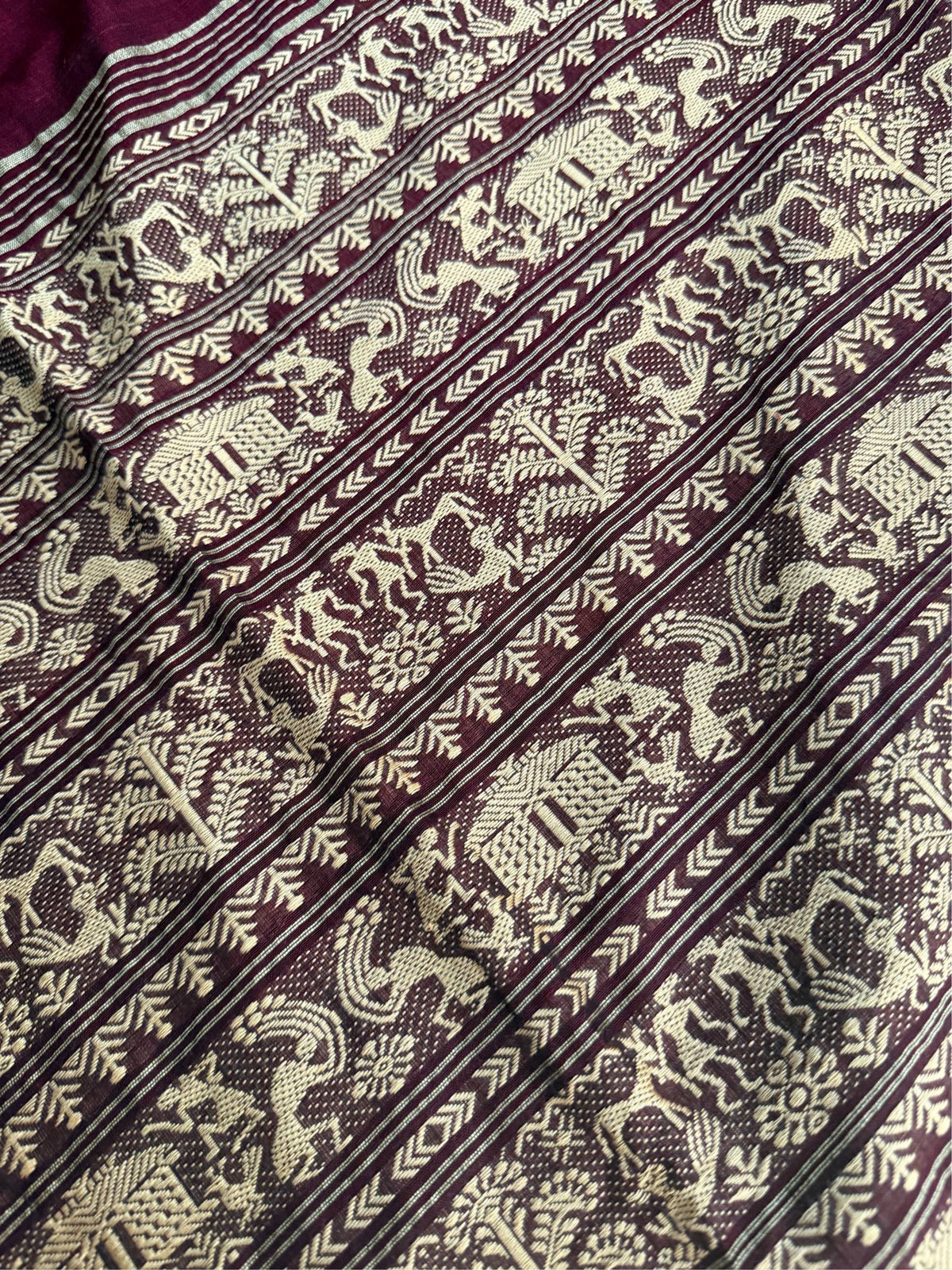 KUMKUM  - Mehroon  cotton saree comes with blouse piece