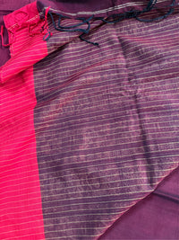 KUMKUM  - Mehroon  cotton saree comes with blouse piece