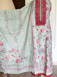 Green Floral Lace-3 Piece Suit Set