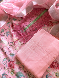 Pink Floral Lace-3 Piece Suit Set