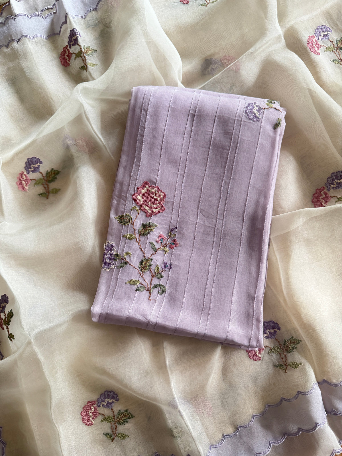 Lilac Garden Cross Stitch-3 Piece Suit Set